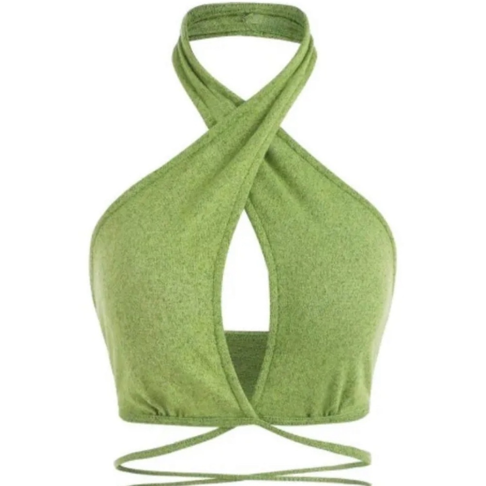 Vovigor Green Tie Up Crop Top